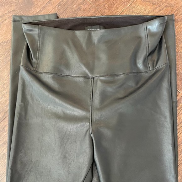 David Lerner New York Black Faux Leather High Rise Leggings Pants - SZ L  NEW - Picture 2 of 3